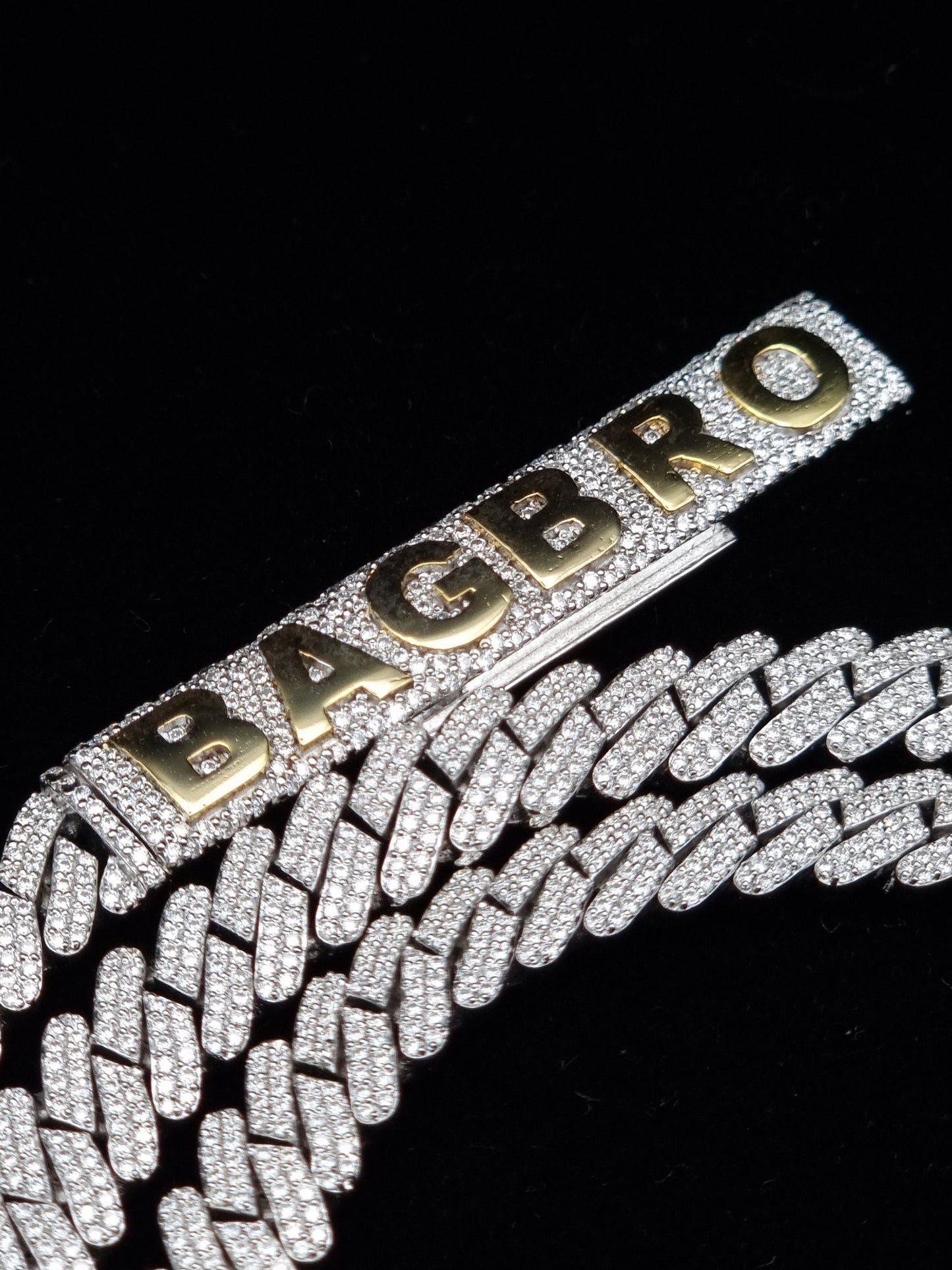 8mm Prong Cuban Link Chain, Customizable bail, Men/Women Chain, Cuban Necklace, Iced out 925 Sterling Silver Chain