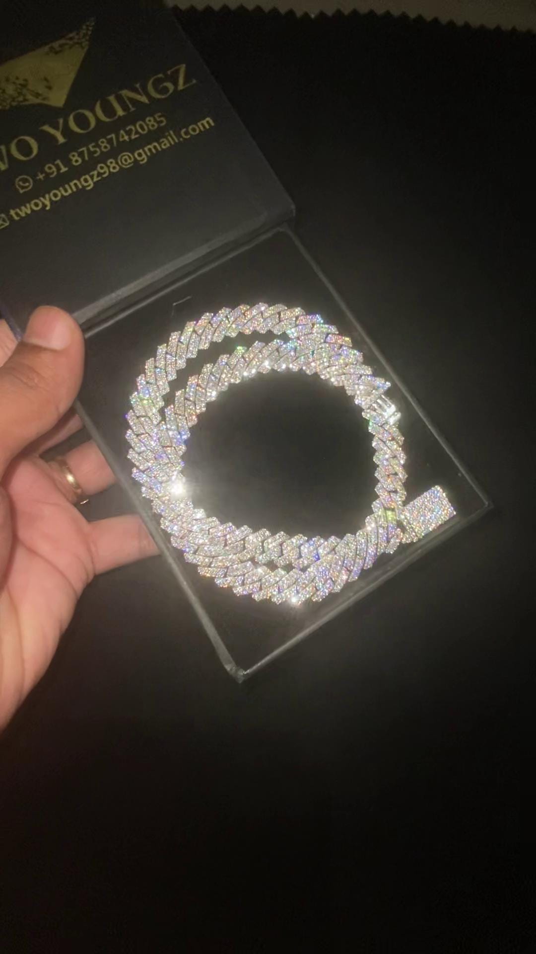 12mm Prong Cuban Link Chain, VVS Moissanite Stones, Pass Diamond Tester, Men/Women Chain, Available in 925 Sterling Silver/10k Solid Gold