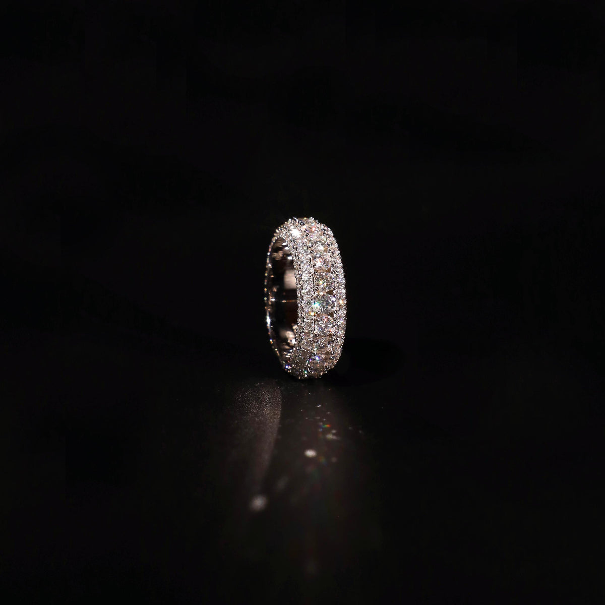 Iced Out Pinky Finger Band Ring for Men with VVS Clarity Moissanite Diamonds β Passes Diamond Test