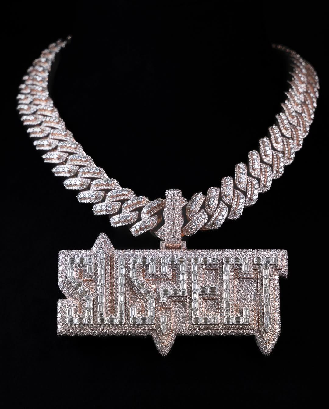 Custom Iced Out Name Pendant - Moissanite VVS1 Diamonds - Solid 925 Sterling Silver - White Gold & Rose Gold - Hip Hop Bling Jewelry for Men