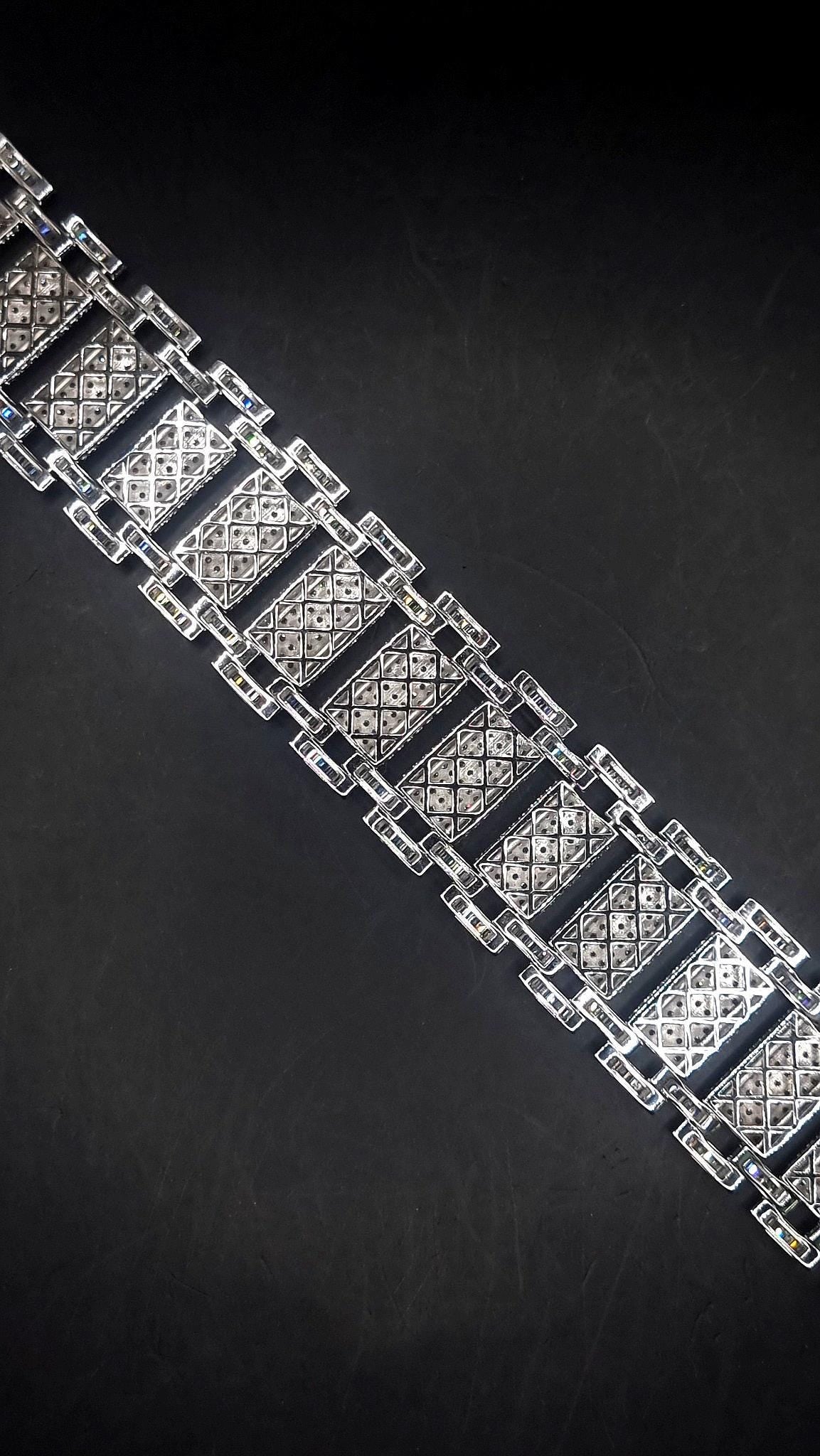 26mm VVS Moissanite Bracelet in Solid 10K Gold | Heavy Custom Link | 925 Silver Option | White, Yellow, Rose Tone | 7-9 Inch