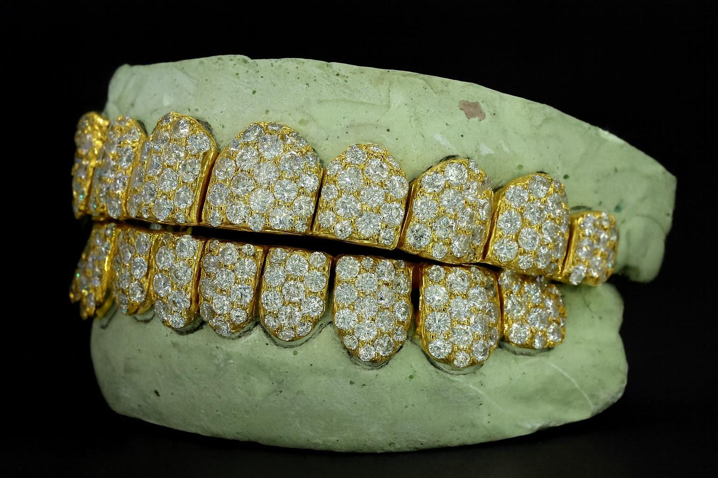 Jumbo VVS Moissanite Perm Cut Grillz 925 Sterling Silver, Pass Diamond Test