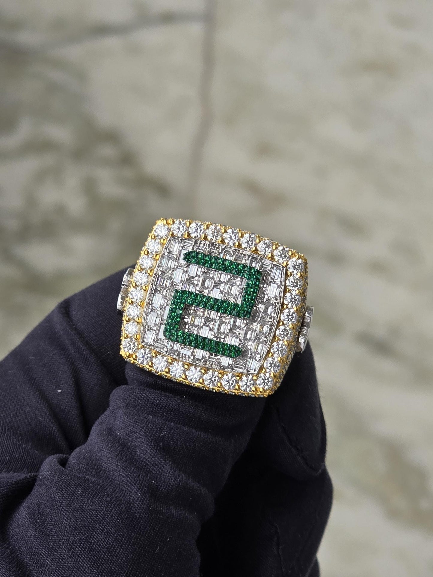 Custom Iced Out Championship Ring, 925 Sterling Silver & VVS Moissanite, Personalized Hip Hop Bling Ring, Men's Statement Jewelry