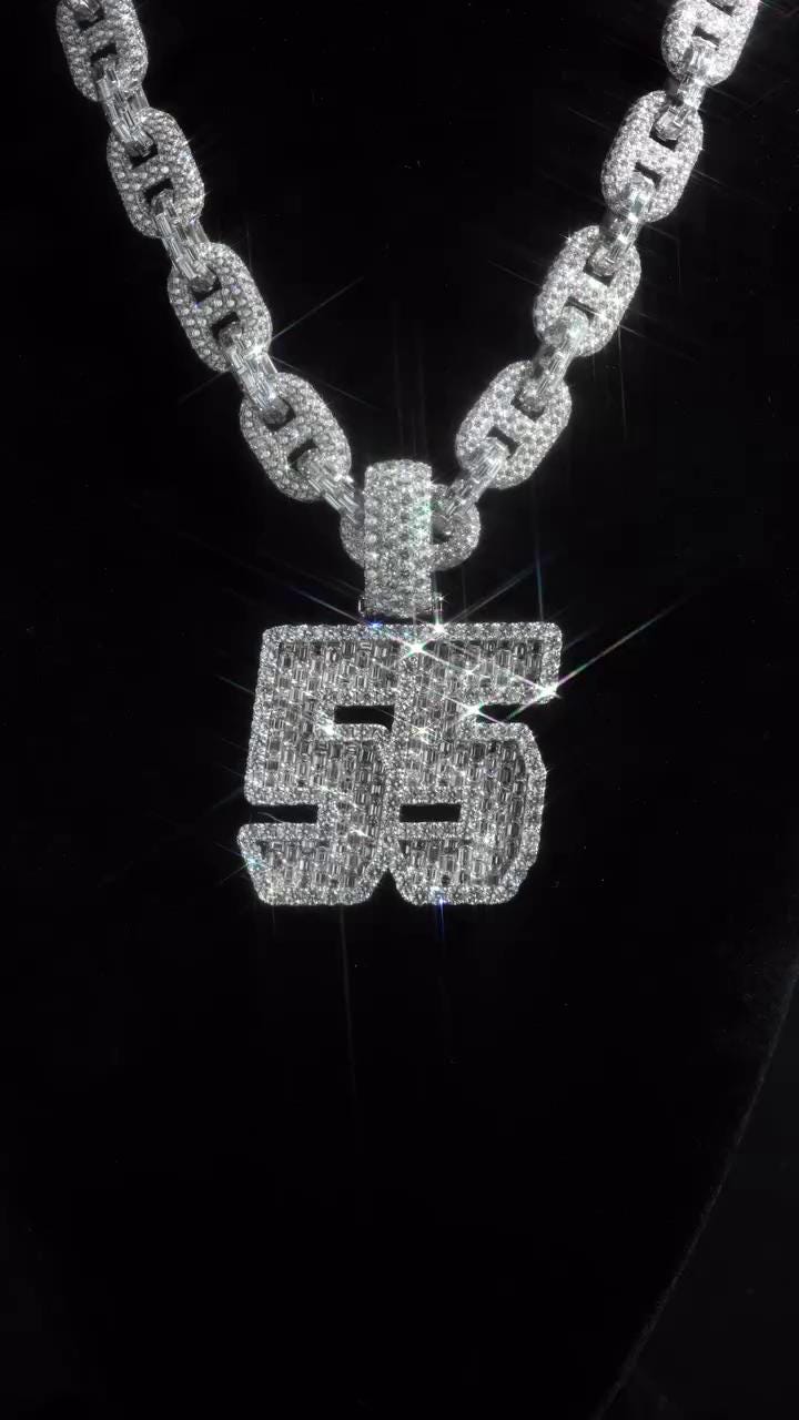 Emerald cut VVS1 Moissanite Layered Pendant, Iced out Chunky Pendant, Custom Letter, 925 Sterling Silver/10k, Hip Hop Pendant