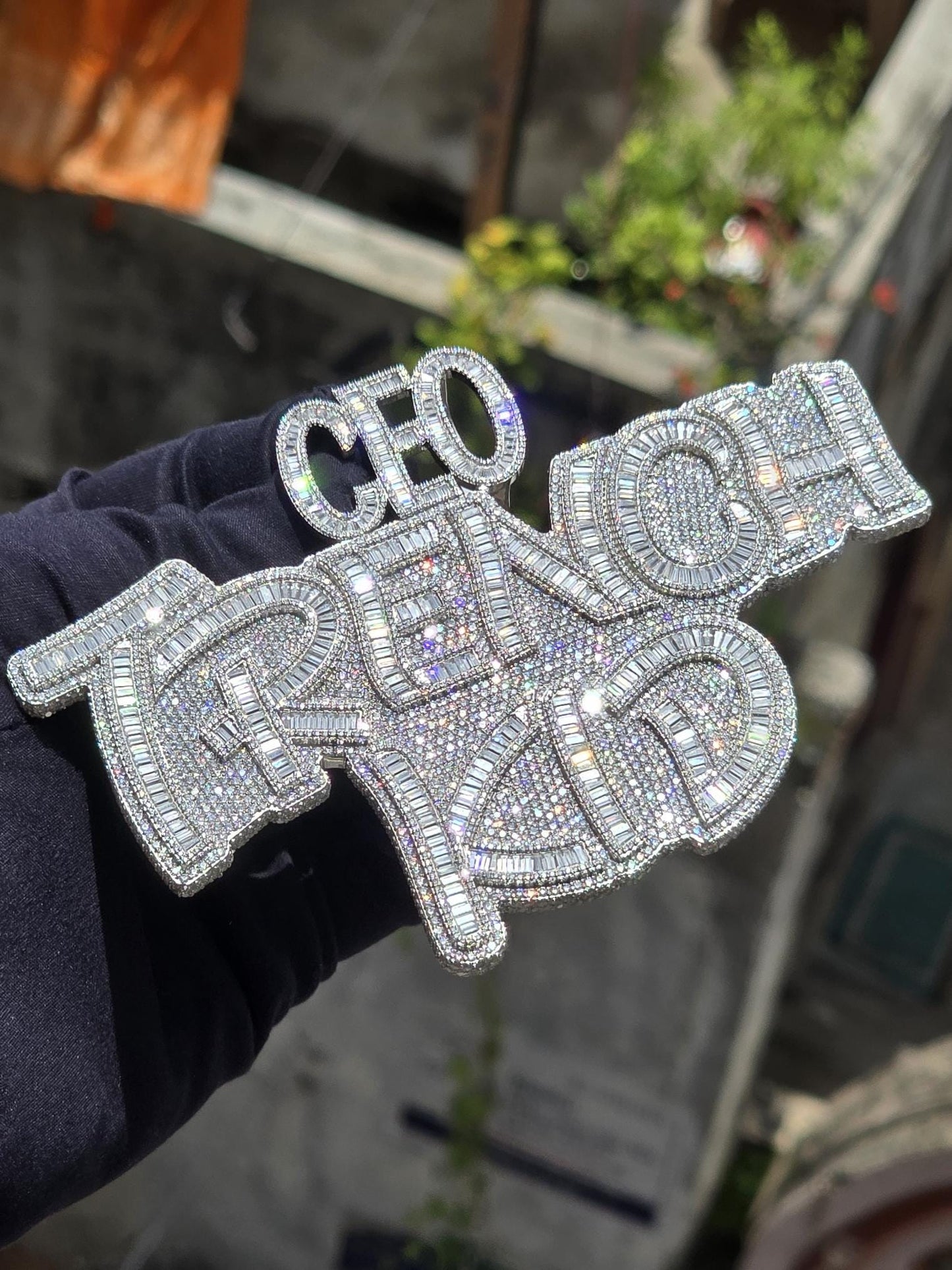 5" Fully Iced Trench Kid VVS Moissanite Pendant, Pass Diamond Test, Icy Hip Hop Jewelry, Solid Back Custom Pendant