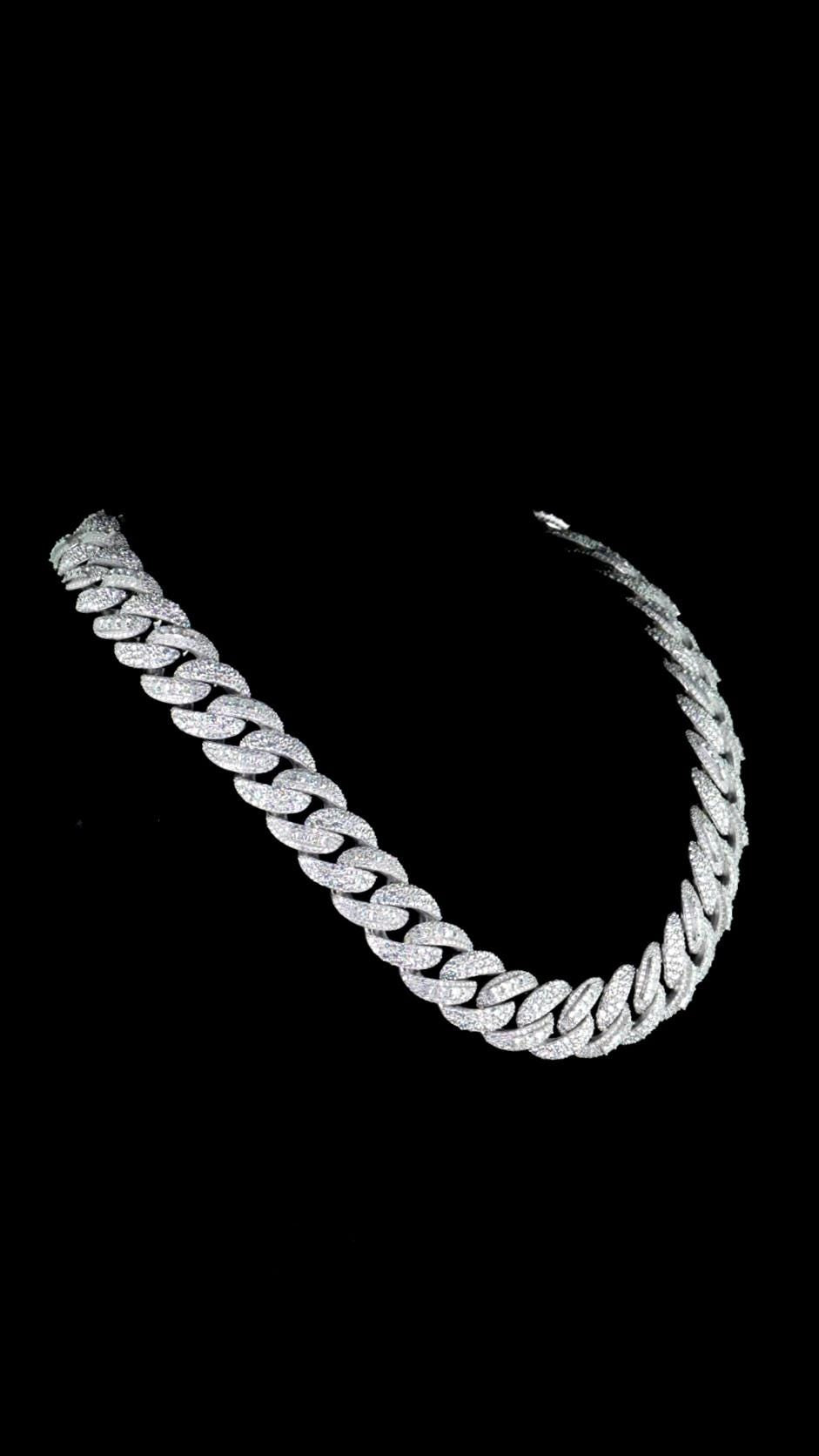 20mm VVS1 Moissanite Cuban Link Chain, 16–30 Inch, 925 Sterling Silver, Rhodium Plated, Iced Out Necklace with Custom Lock