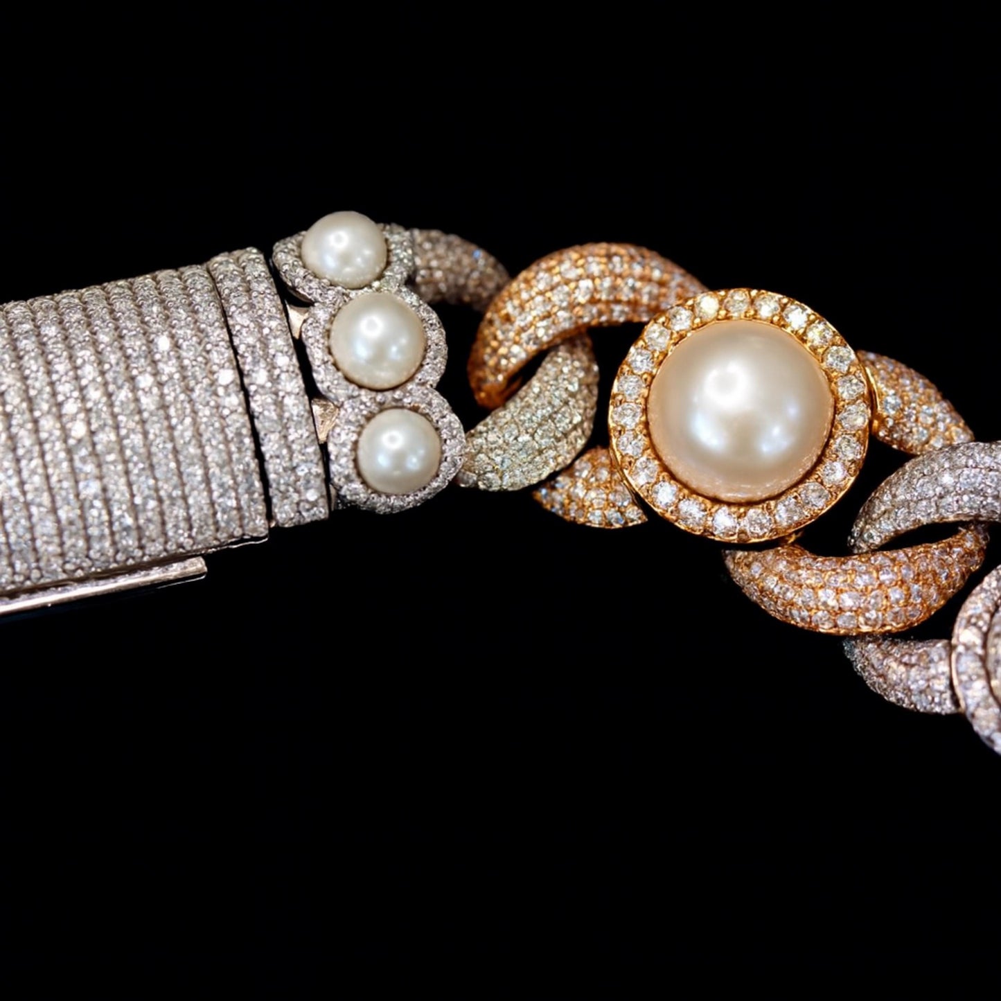 Luxury Pearl Cuban Link Chain | Iced Out Moissanite & Pearl Necklace | Hip Hop Statement Jewelry | 925 Sterling Silver