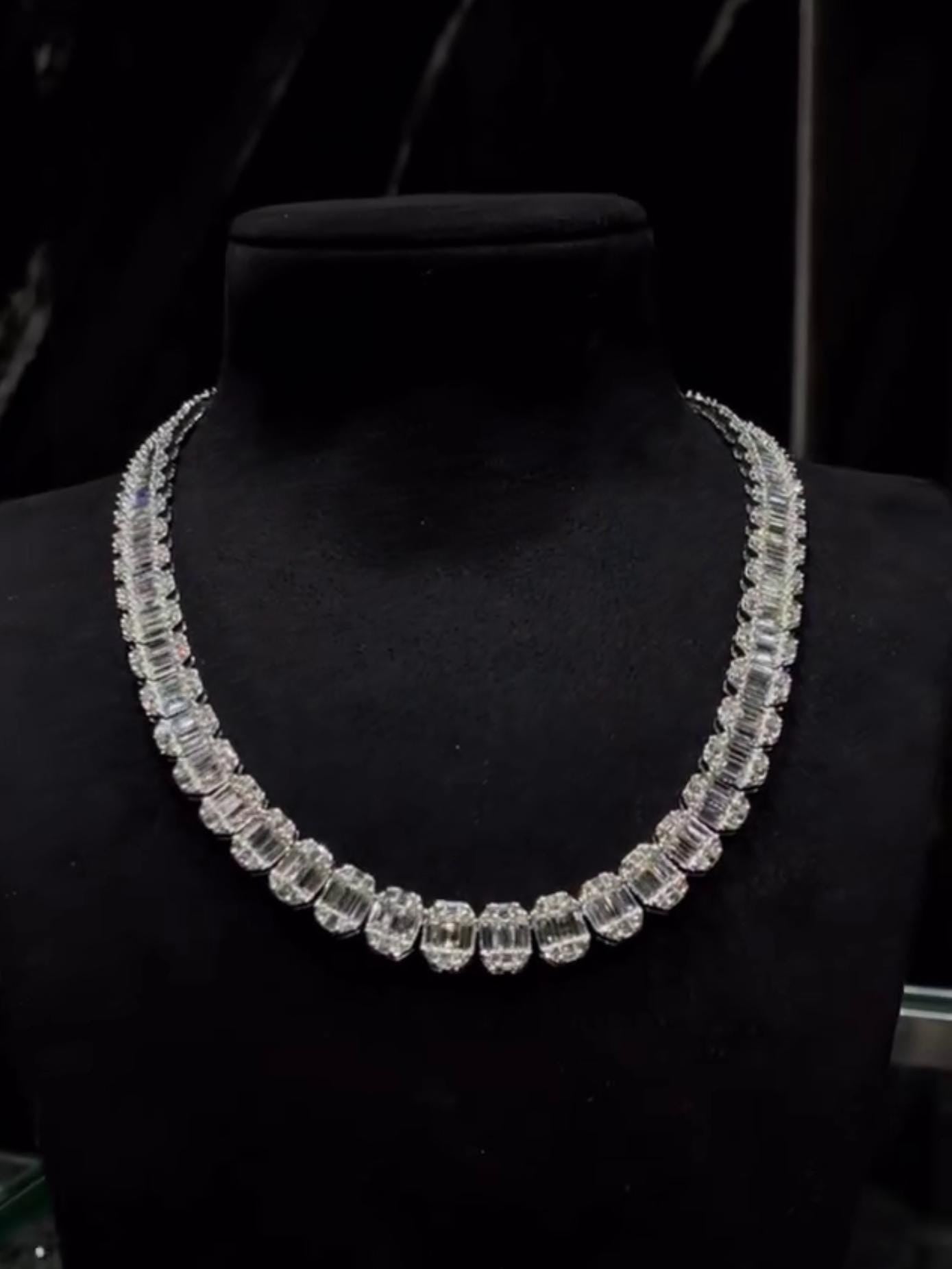10mm Baguette & Round Cut Track Chain | D Color VVS1 Moissanite, Pass Diamond Tester | Tennis Necklace for Men / Women | 925 Sterling Silver