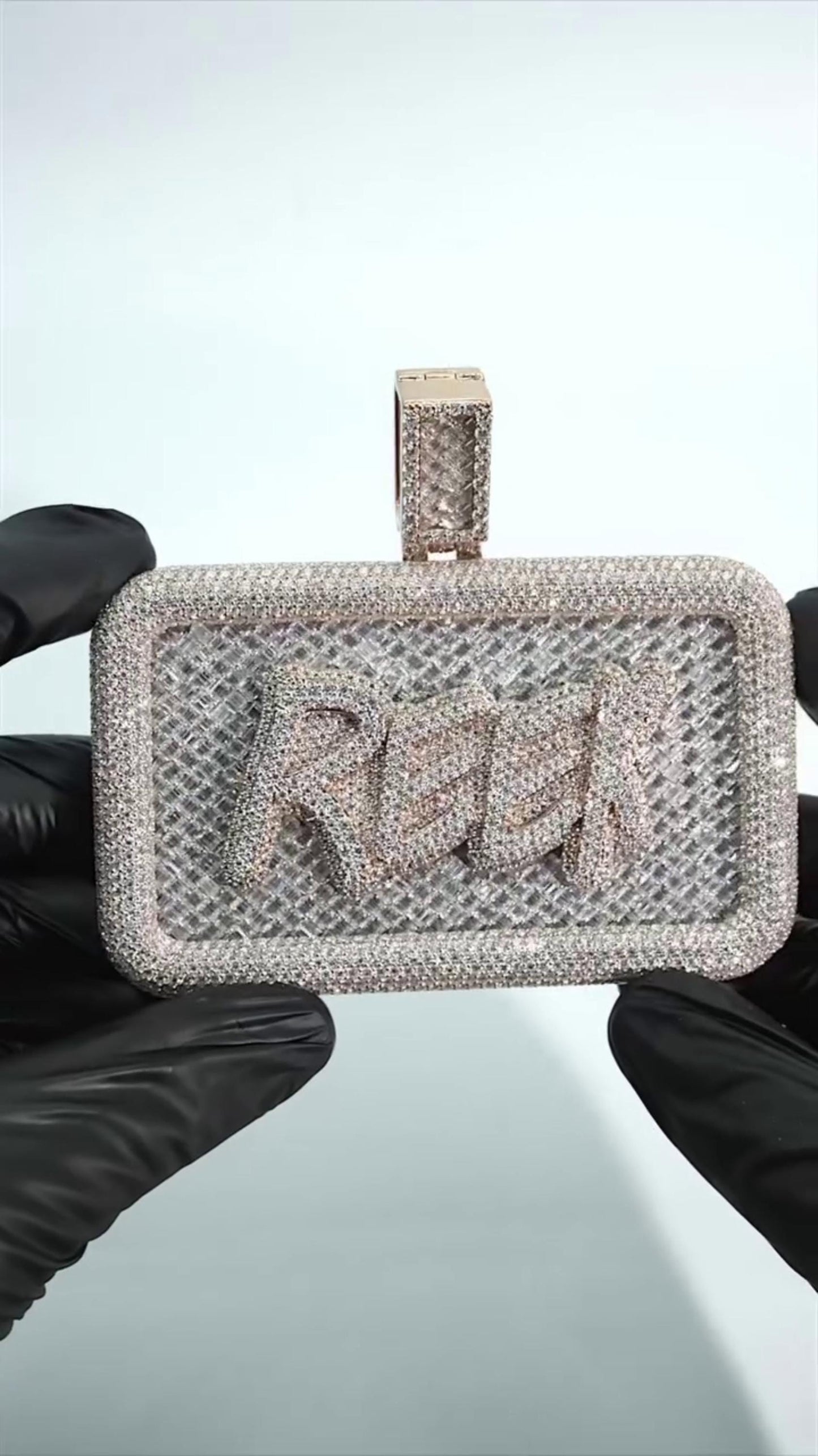 Custom VVS1 Moissanite Pendant | Zig Zag Set Emerald cut Moissanite Diamonds | Rhodium Plated 925 Sterling Silver | Diamond Tester Approved