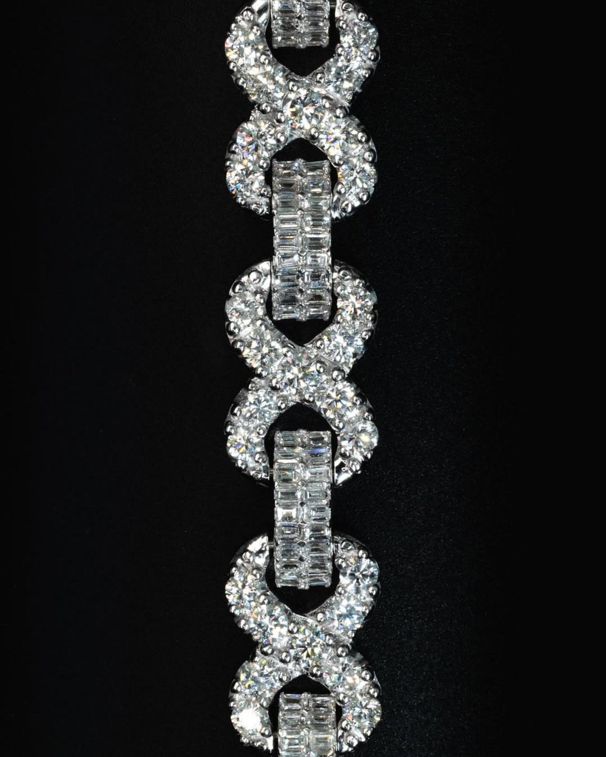 12mm Infinity Link Bracelet | VVS1 Moissanite Diamonds | Rhodium Plated 925 Silver Luxury Hip Hop Jewelry | Unisex Gift