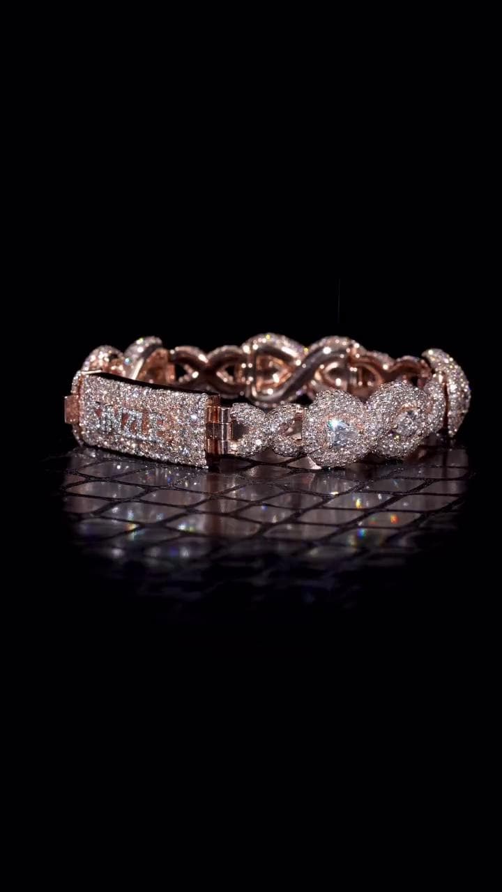 12mm Infinity X Pear Link Bracelet | VVS1 Moissanite Diamonds | Rhodium Plated 925 Sterling Silver Luxury Hip Hop Jewelry | Unisex Gift