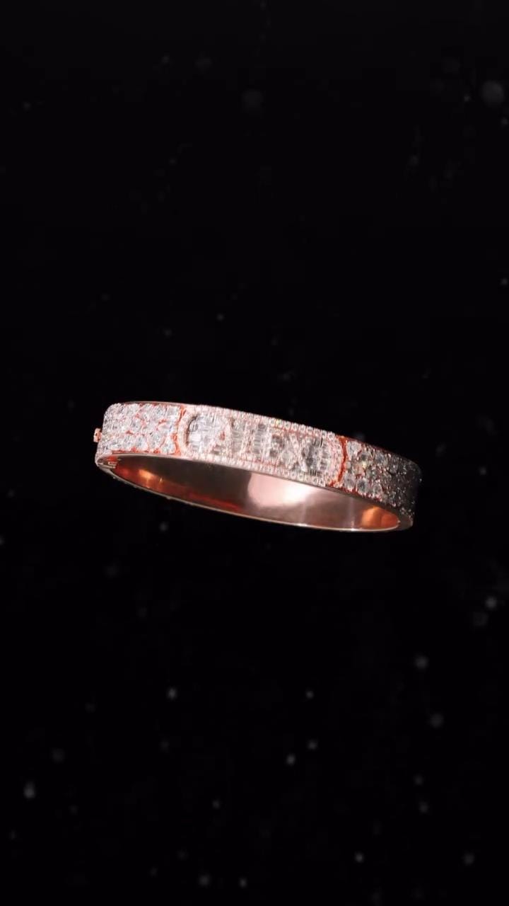 12mm Iced Out Moissanite Bangle Bracelet | VVS Moissanite | 925 Sterling Silver | Custom Hip Hop Jewelry