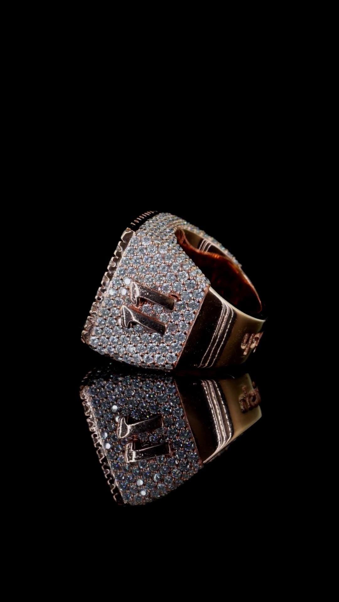 Iced Out Championship Ring for Men, VVS Moissanite or CZ, Hip Hop Statement Ring, Custom Bling Ring, 925 Silver Rapper Style Jewelry