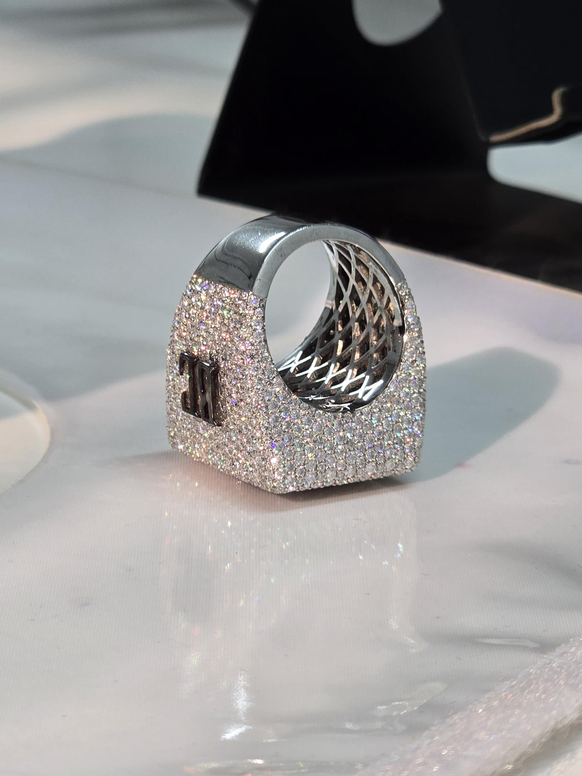 Black and White Moissanite Championship Rings for Men, Statement Rings, Custom Ring, Hip Hop Jewelry Gift