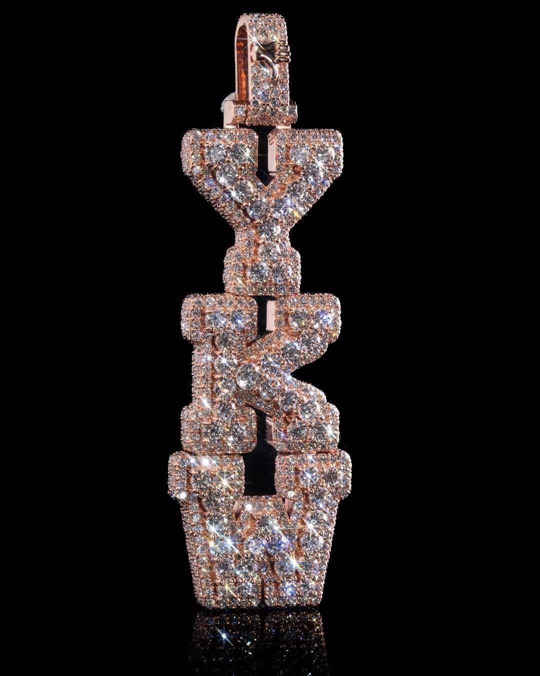 Dropdown VVS Moissanite Pendant, Rhodium Plated Sterling Silver, Diamond Tester Approved Hip Hop Jewelry