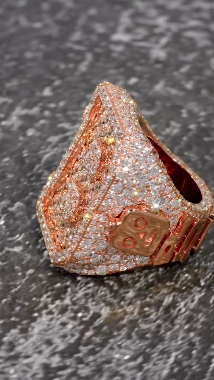Fully Iced Out Custom Ring | Asscher & Round Moissanite | 925 Sterling Silver | Hip Hop Statement Ring | Custom Jewelry | Men’s Bling