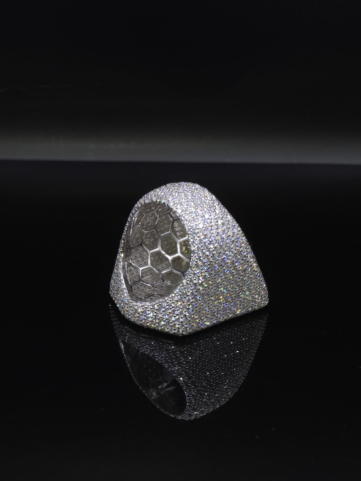Iced Out Decepticon Ring Moissanite | Black White VVS Moissanite Ring | 925 Silver Hip Hop Statement Ring Mens Jewelry