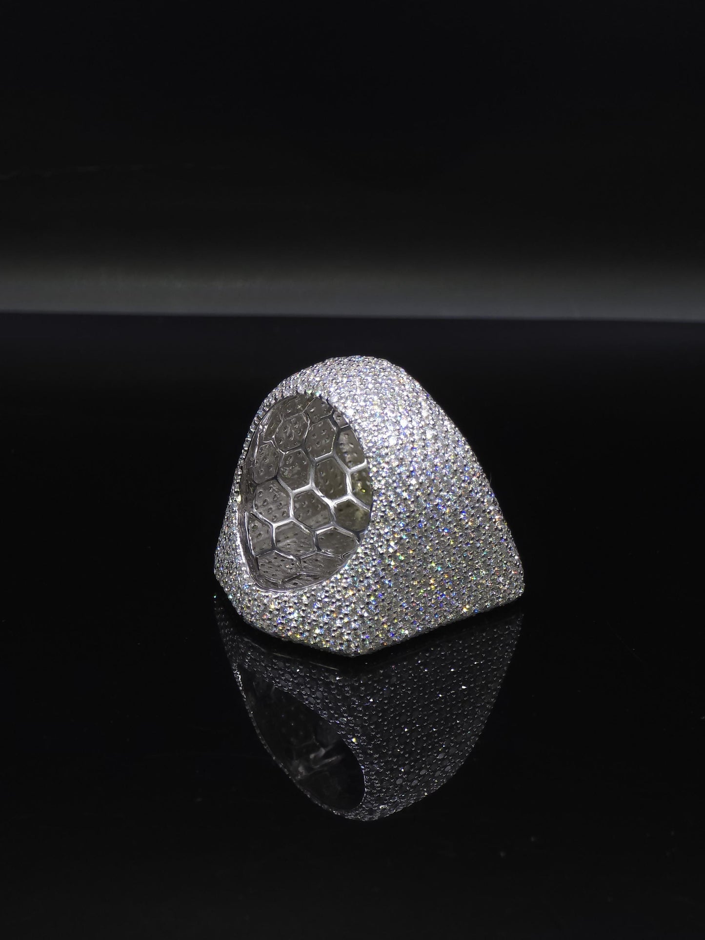 Iced Out Decepticon Ring Moissanite | Black White VVS Moissanite Ring | 925 Silver Hip Hop Statement Ring Mens Jewelry