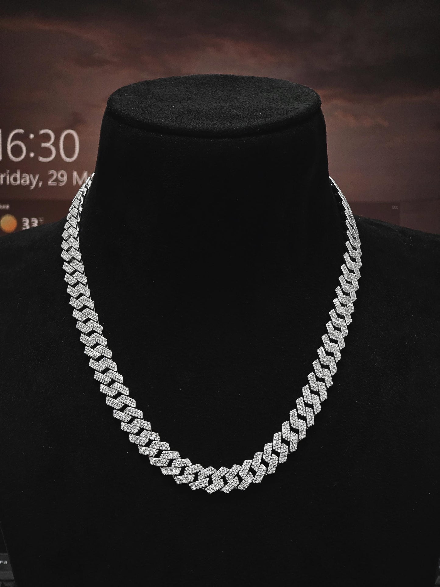12mm Iced Out Prong Cuban Chain | Moissanite Cuban Link Necklace | 925 Sterling Silver Hip Hop Jewelry