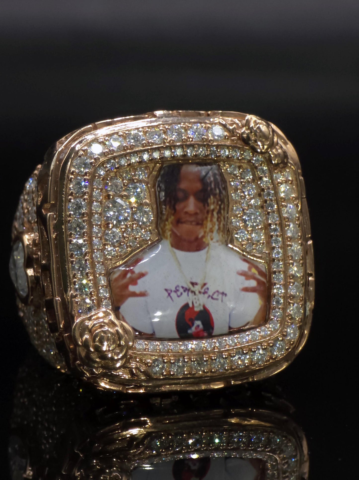 Custom Photo Memory Ring | Iced Out Moissanite Picture Ring | 925 Silver Personalized Memorial Hip Hop Ring