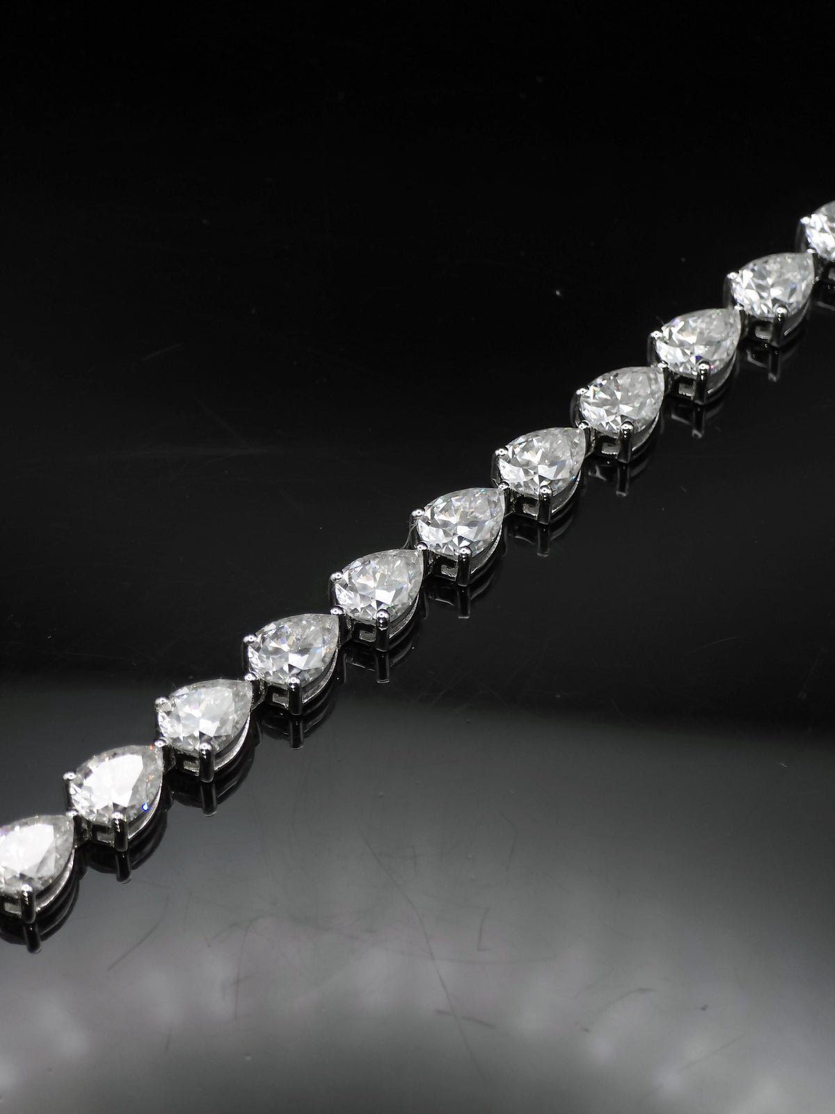 East West Pear Moissanite Track Bracelet, 8x6mm Pear Cut VVS Moissanite, 925 Silver Iced Out Bracelet, Gift for Him/Her