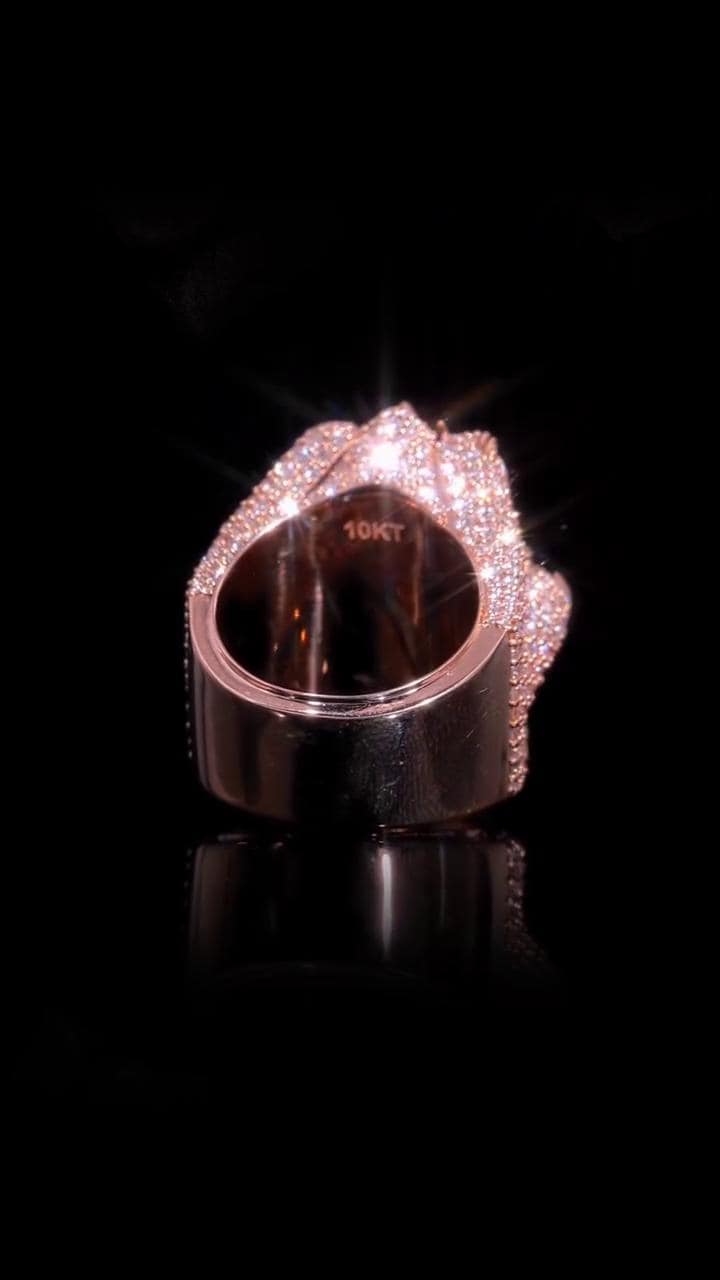 Custom Hamsa Hand Ring, Iced Out Moissanite Statement Ring, 925 Sterling Silver, Rose Gold Plated VVS1 Hip Hop Ring
