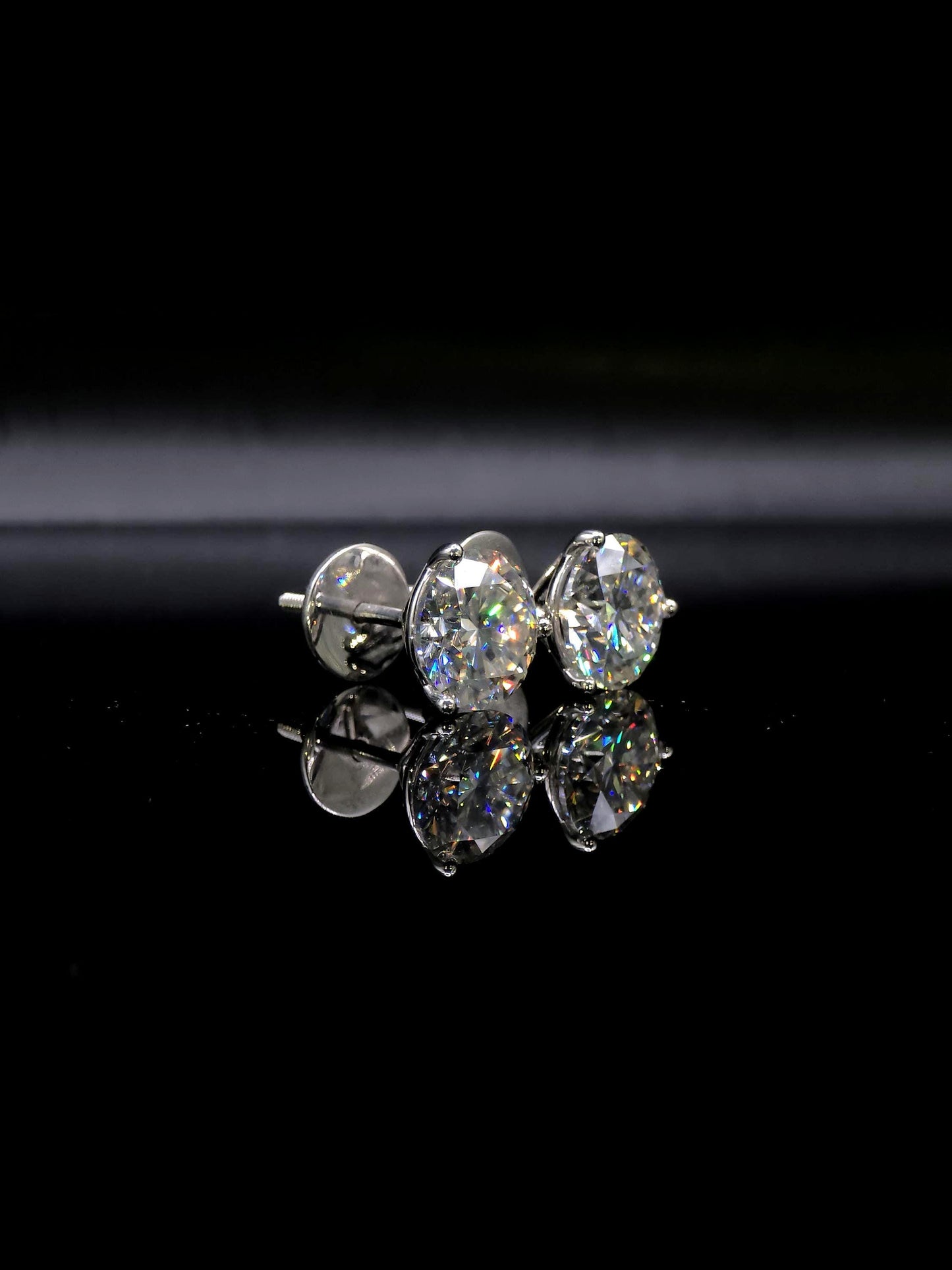 12mm Moissanite Stud Earrings, D Color VVS1 Round, 12 Carat Total Weight, 925 Sterling Silver/Solid 10K Gold, Three Prong Martini Setting