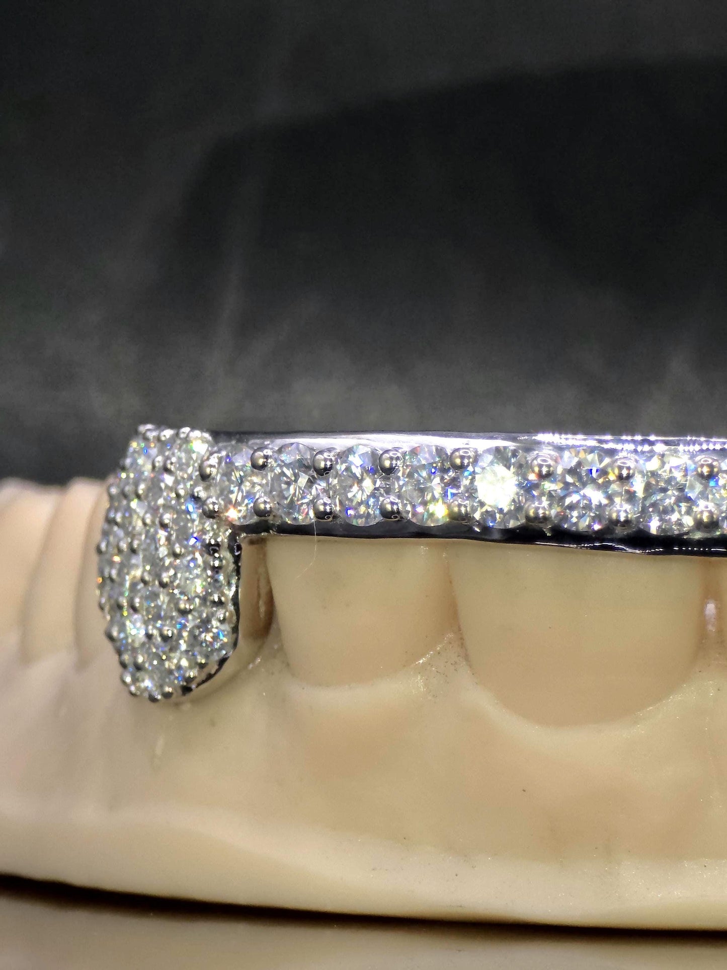 Custom Fangs & Bar Grillz, Open Face Moissanite Grill, VVS1 Iced Out Bar Grillz, 925 Sterling Silver Hip Hop Teeth Jewelry