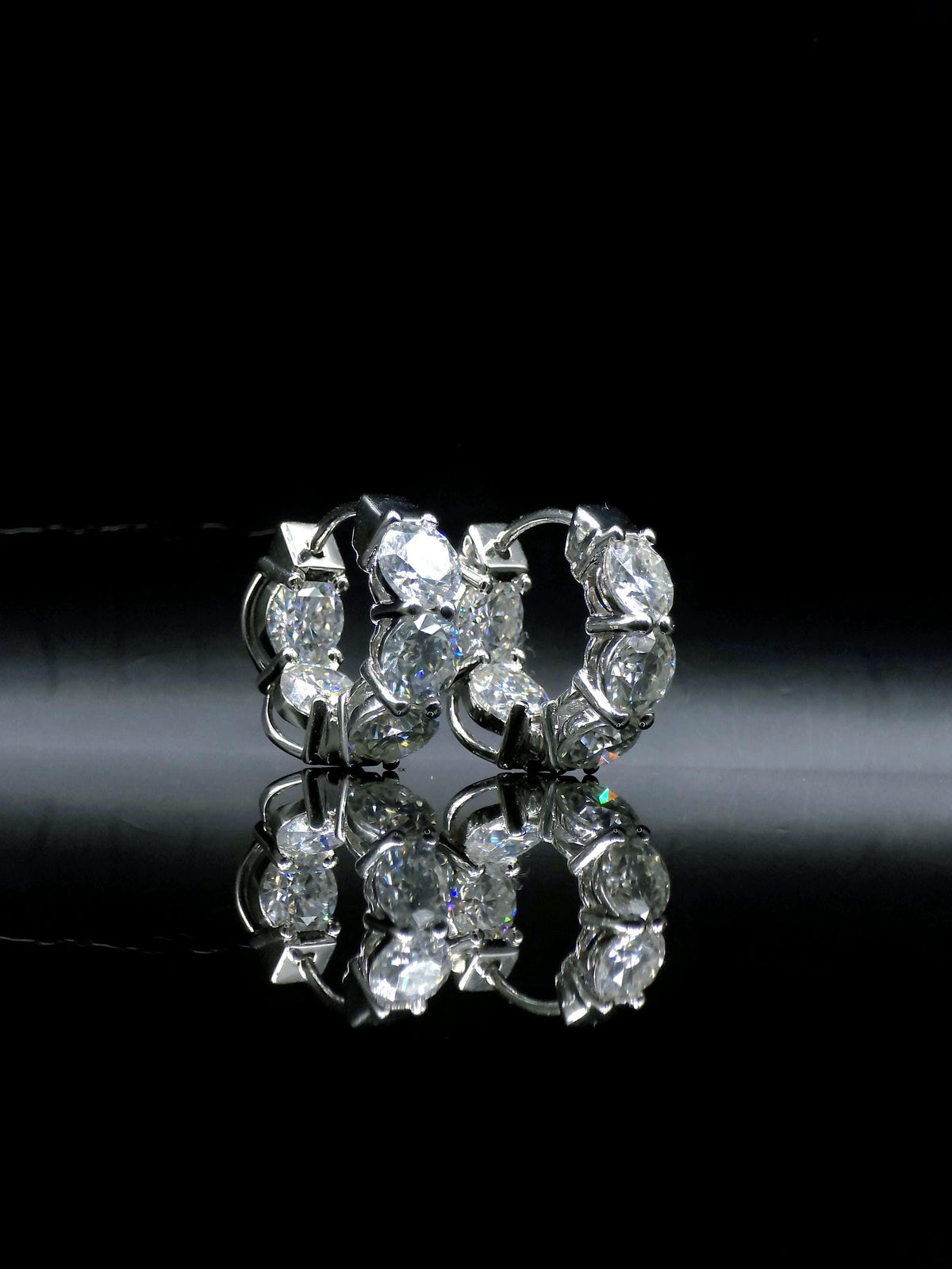 8CT Moissanite Hoop Earrings, 6mm Round Cut Iced Out Hoops, VVS Moissanite Earrings, Hip Hop Jewelry, Statement Hoop Earrings