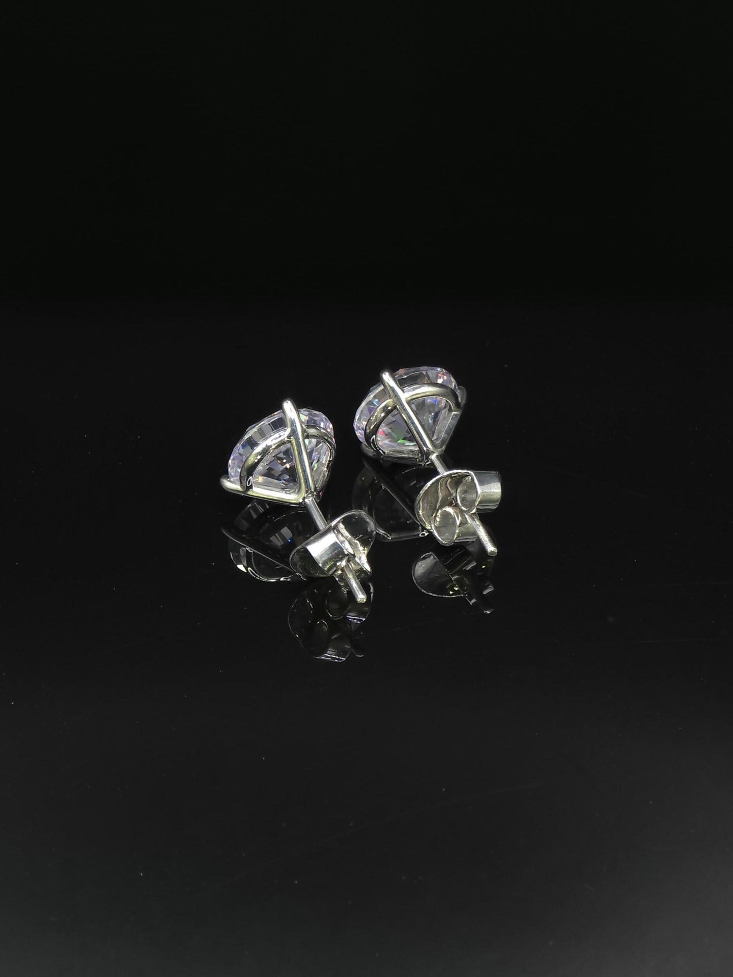 10mm Moissanite Stud Earrings, D Color VVS1 Round, 8 Carat Total Weight, 925 Sterling Silver/Solid 10K Gold, Three Prong Martini Setting