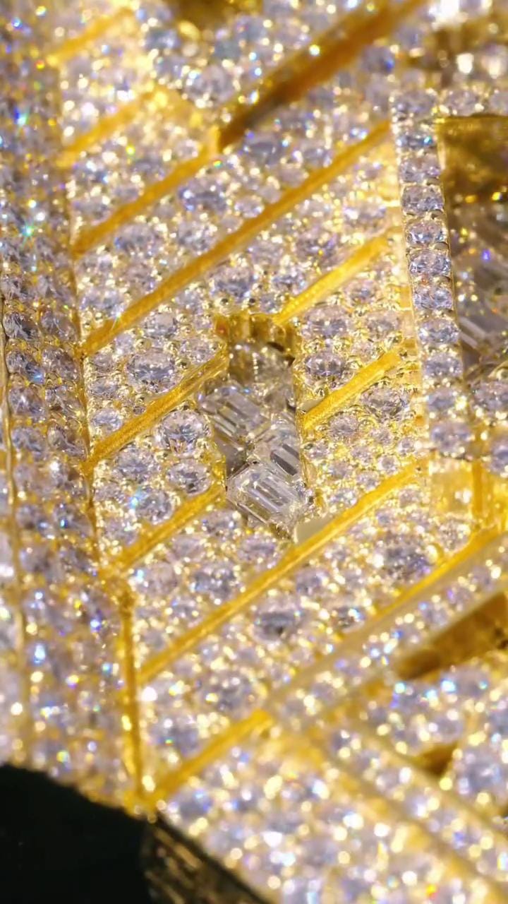 Custom Trap House Pendant, Fully Iced VVS1 Moissanite House Pendant, Yellow Gold Plated 925 Silver, Hip Hop Jewelry
