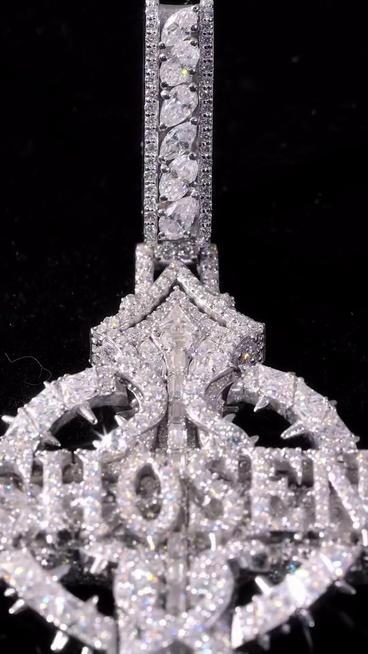 Custom Moissanite Cross Pendant, Personalized Name, 925 Sterling Silver, Iced Out Gothic Cross, Hip Hop Jewelry