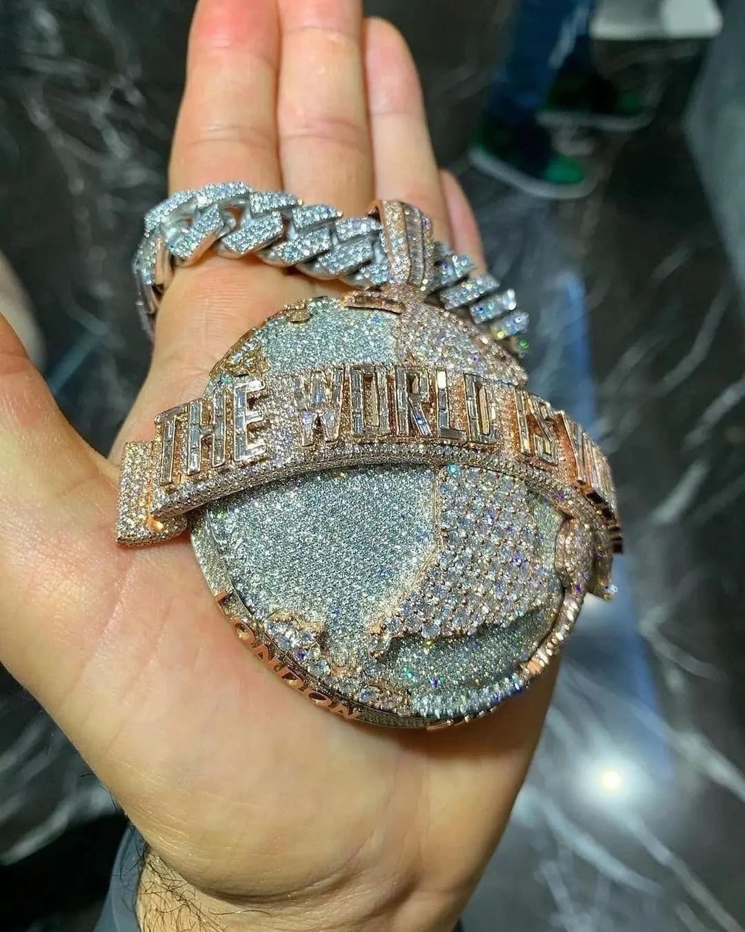 The World is Yours Iced Out Hip Hop Pendant | Chunky Moissanite pendant | 925 Silver / 10K Gold | Custom Handmade Moissanite Jewelry