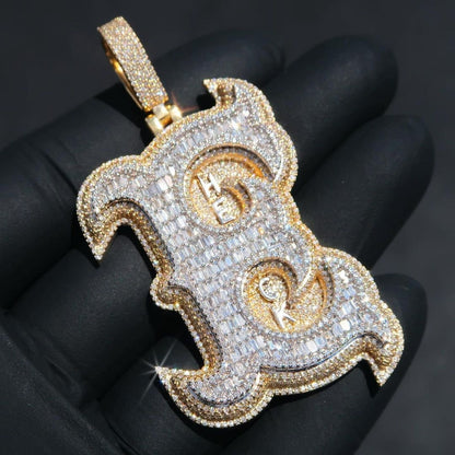 Emerald cut VVS1 Moissanite Layered Letter Pendant, Iced out Chunky Pendant, Custom Alphabet/Letter, 925 Sterling Silver/10k, HipHop Pendant