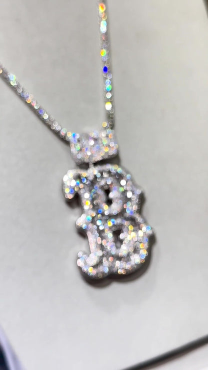 Emerald cut VVS1 Moissanite Layered Letter "B" Pendant, Iced out Chunky Pendant, Custom Letter, 925 Sterling Silver/10k, Hip Hop Pendant