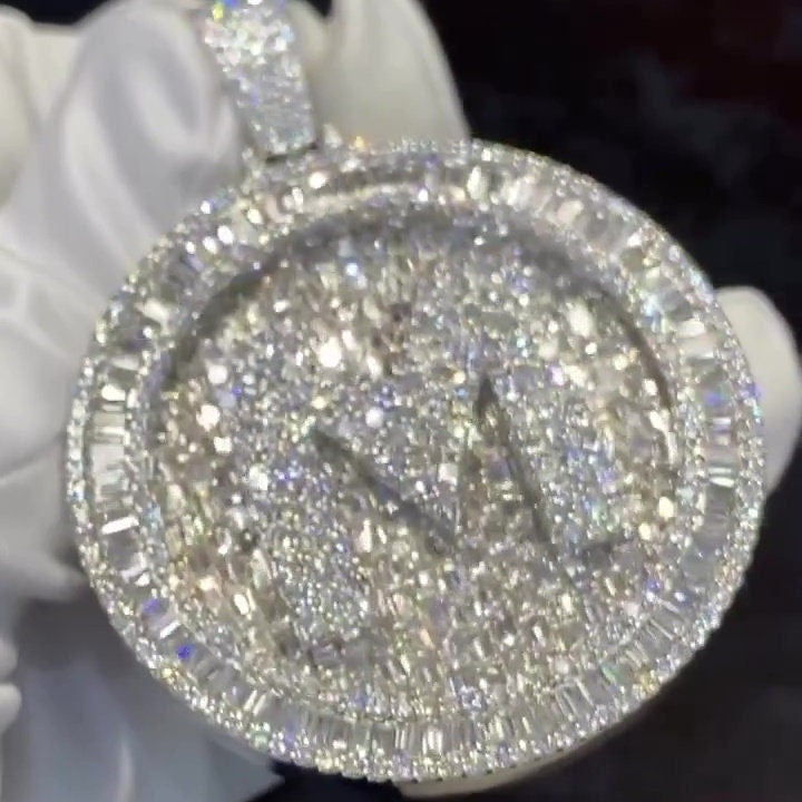 Custom made Iced Out Hip Hop Pendant | Moissanite Baguette pendant | 925 Silver/10K Gold | Pass diamond test | Solid Back | Super Icy Charm