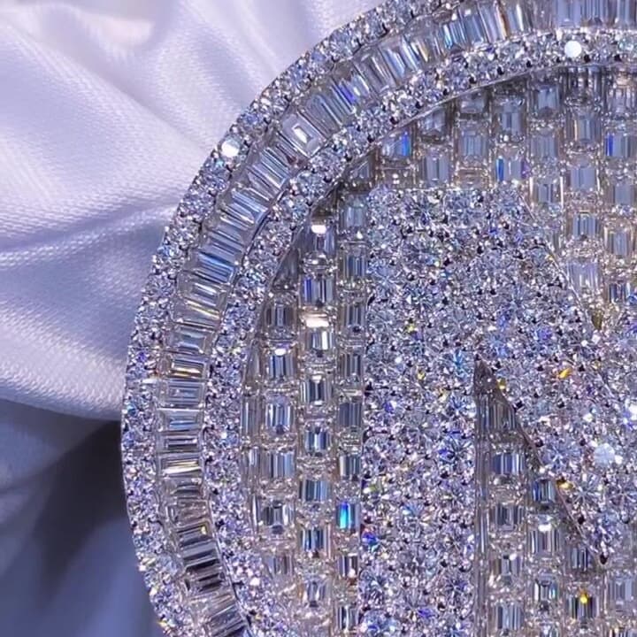 Custom made Iced Out Hip Hop Pendant | Moissanite Baguette pendant | 925 Silver/10K Gold | Pass diamond test | Solid Back | Super Icy Charm