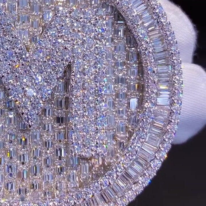 Custom made Iced Out Hip Hop Pendant | Moissanite Baguette pendant | 925 Silver/10K Gold | Pass diamond test | Solid Back | Super Icy Charm