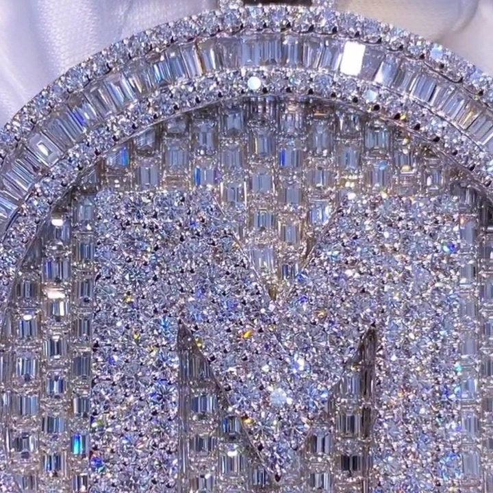 Custom made Iced Out Hip Hop Pendant | Moissanite Baguette pendant | 925 Silver/10K Gold | Pass diamond test | Solid Back | Super Icy Charm