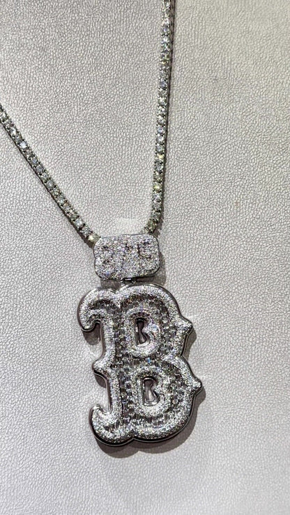 Emerald cut VVS1 Moissanite Layered Letter "B" Pendant, Iced out Chunky Pendant, Custom Letter, 925 Sterling Silver/10k, Hip Hop Pendant