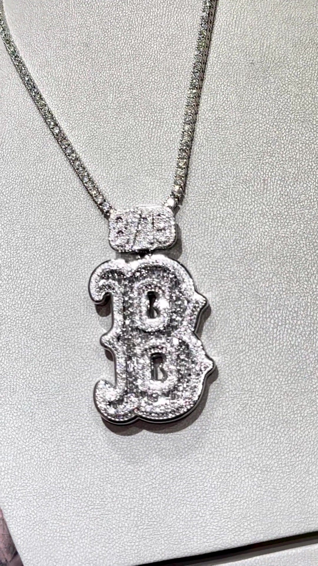 Emerald cut VVS1 Moissanite Layered Letter "B" Pendant, Iced out Chunky Pendant, Custom Letter, 925 Sterling Silver/10k, Hip Hop Pendant
