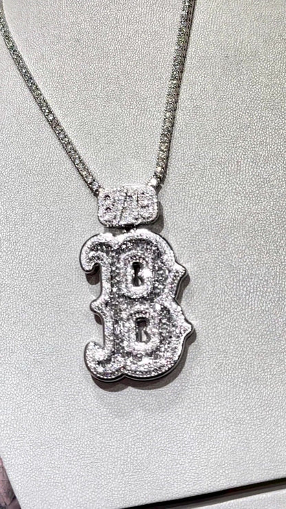 Emerald cut VVS1 Moissanite Layered Letter "B" Pendant, Iced out Chunky Pendant, Custom Letter, 925 Sterling Silver/10k, Hip Hop Pendant