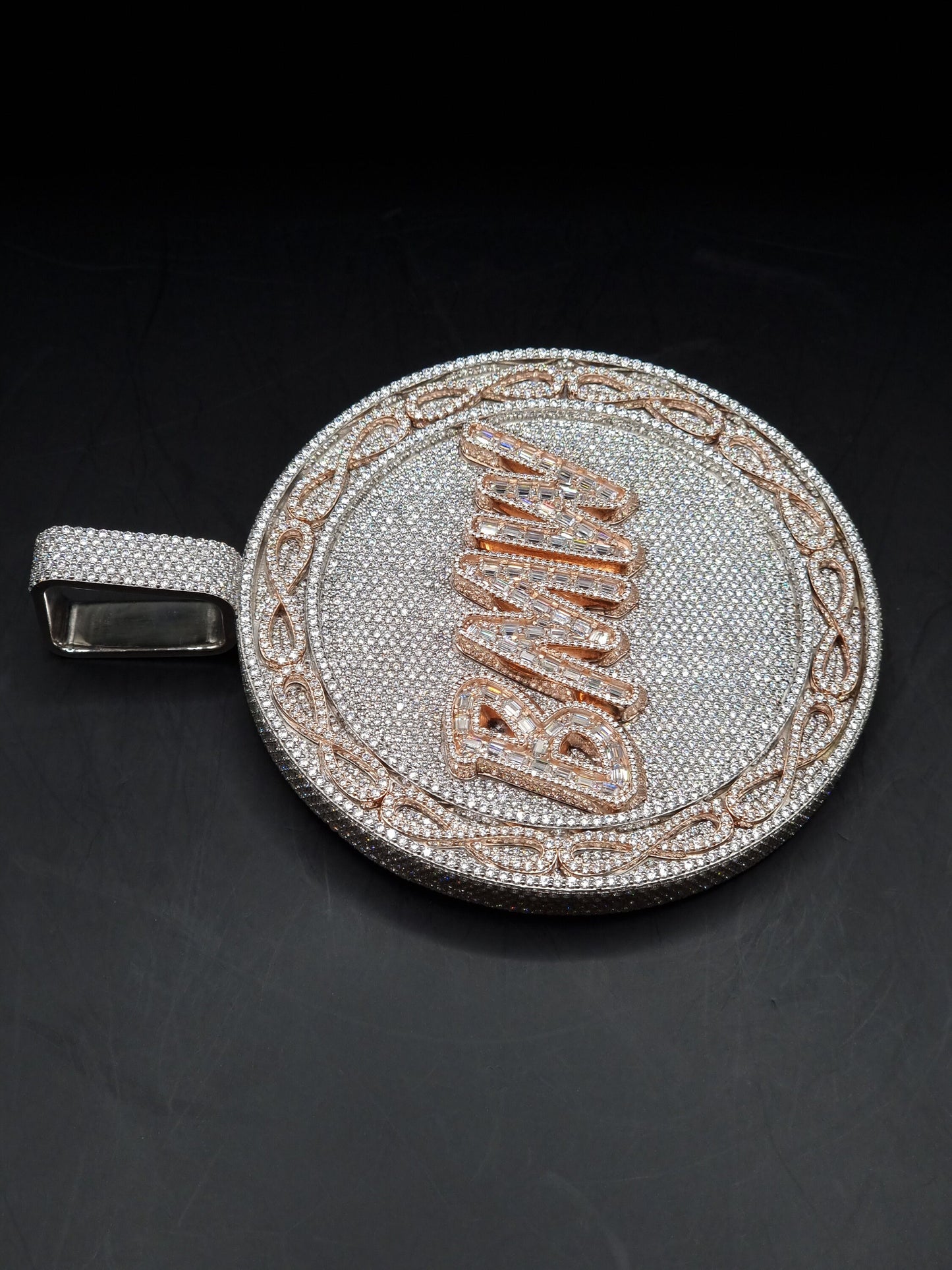 3.5in Round Iced Out Hip Hop Pendant | Chunky Moissanite pendant | 925 Silver / 10K Solid Gold | Custom Handmade Moissanite Jewelry