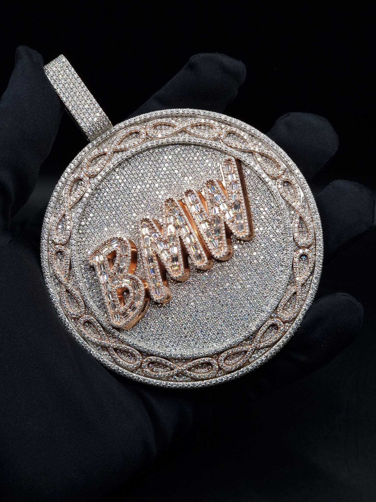 3.5in Round Iced Out Hip Hop Pendant | Chunky Moissanite pendant | 925 Silver / 10K Solid Gold | Custom Handmade Moissanite Jewelry