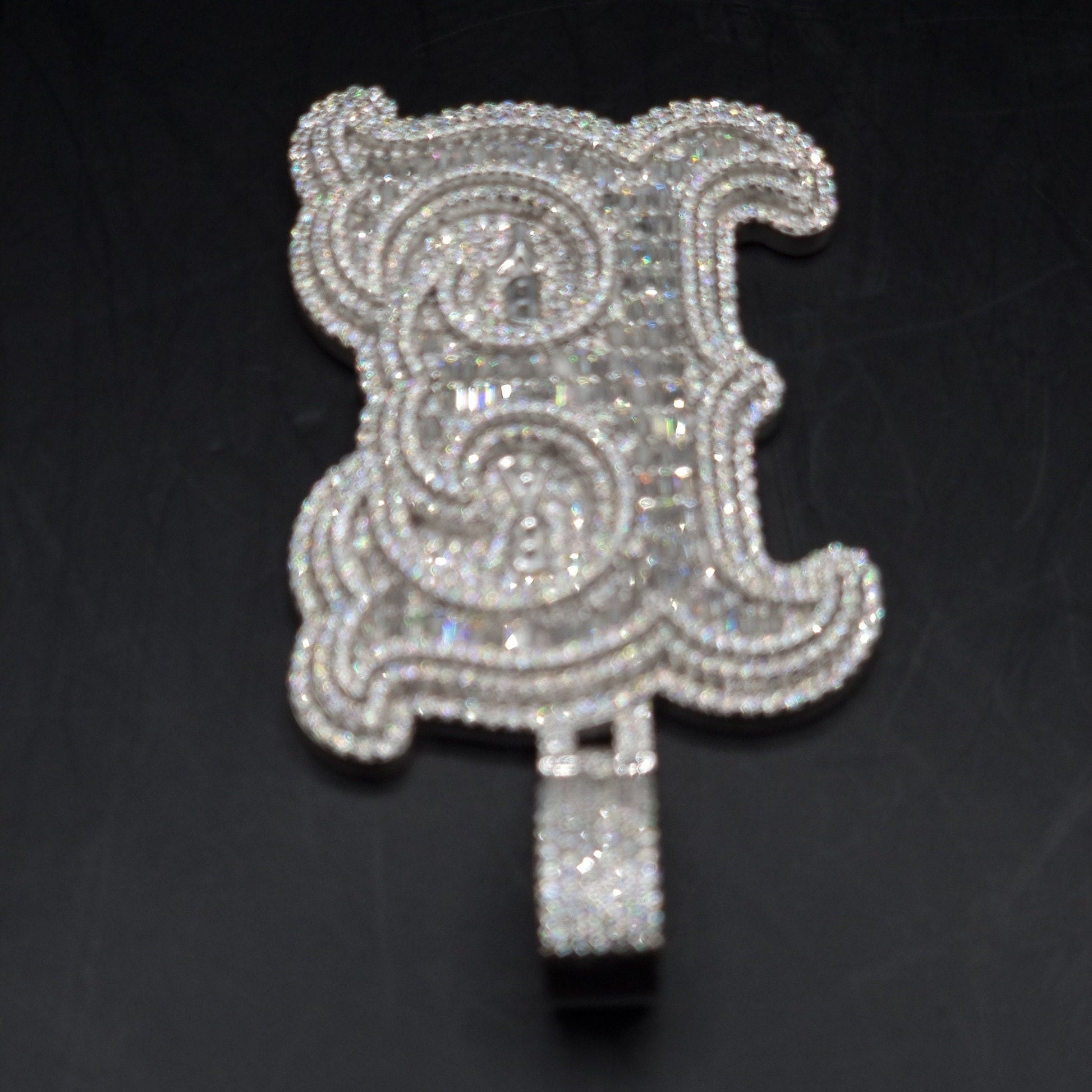Emerald cut VVS1 Moissanite Layered Letter Pendant, Iced out Chunky Pendant, Custom Alphabet/Letter, 925 Sterling Silver/10k, HipHop Pendant