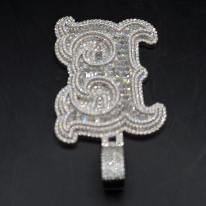 Emerald cut VVS1 Moissanite Layered Letter Pendant, Iced out Chunky Pendant, Custom Alphabet/Letter, 925 Sterling Silver/10k, HipHop Pendant
