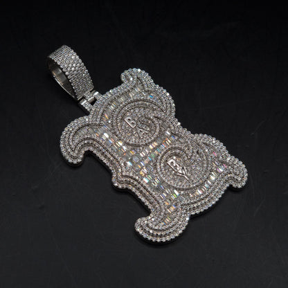 Emerald cut VVS1 Moissanite Layered Letter Pendant, Iced out Chunky Pendant, Custom Alphabet/Letter, 925 Sterling Silver/10k, HipHop Pendant