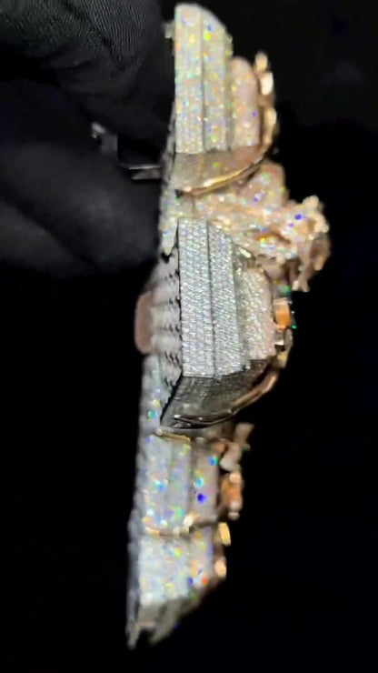 Jesus Cross Iced Out Hip Hop Pendant | Hidden Knife | Chunky Moissanite pendant | Swarovski Crystal | 925 Silver | Custom Moissanite Jewelry