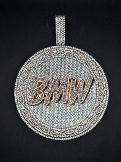 3.5in Round Iced Out Hip Hop Pendant | Chunky Moissanite pendant | 925 Silver / 10K Solid Gold | Custom Handmade Moissanite Jewelry