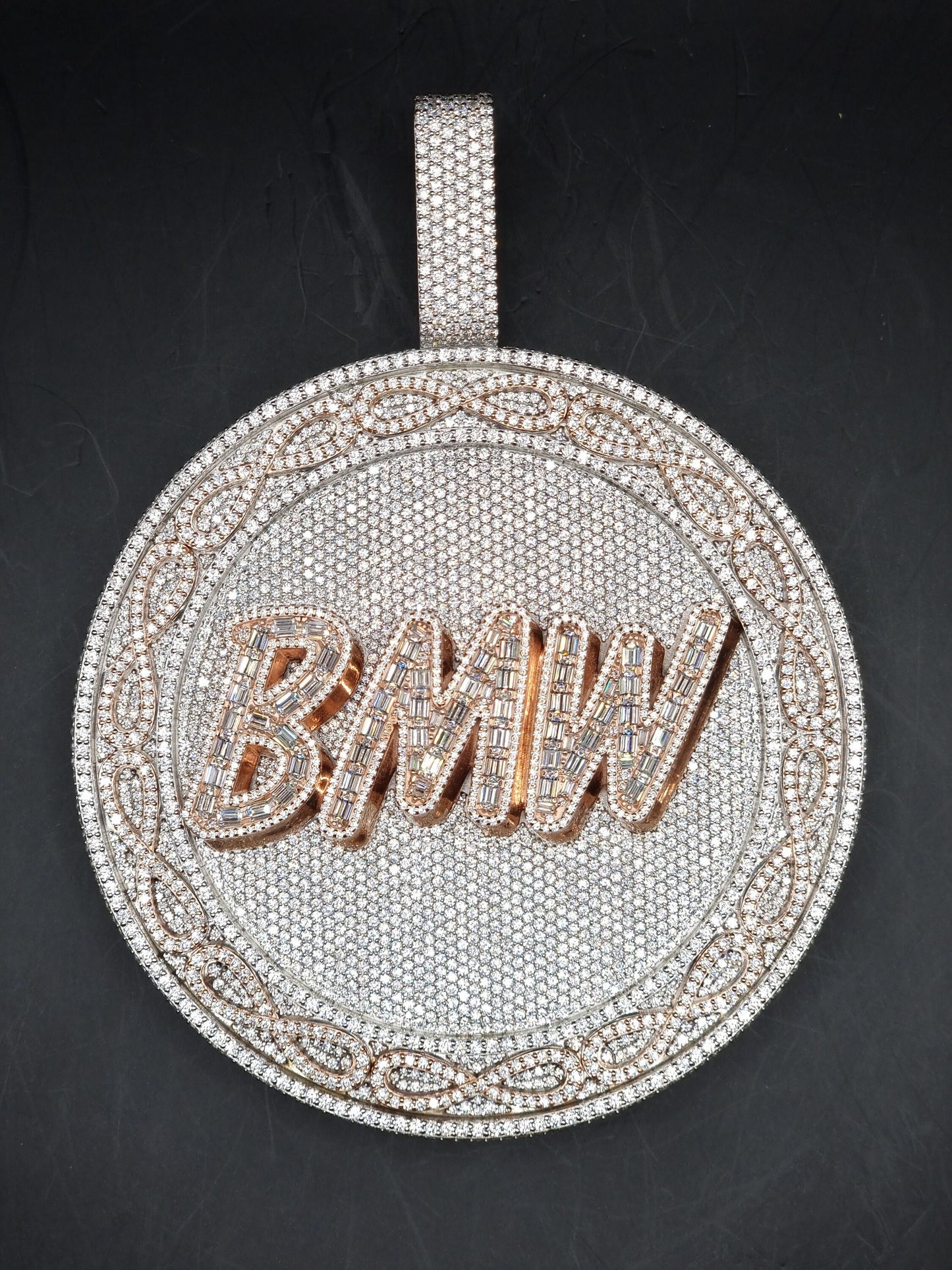 3.5in Round Iced Out Hip Hop Pendant | Chunky Moissanite pendant | 925 Silver / 10K Solid Gold | Custom Handmade Moissanite Jewelry